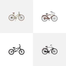Sada dopravní realistické symbolů s holandský velocipéd, cyklu ženy, výletní kolo a další ikony pro váš web mobilní aplikace loga design. — Stock obrázek