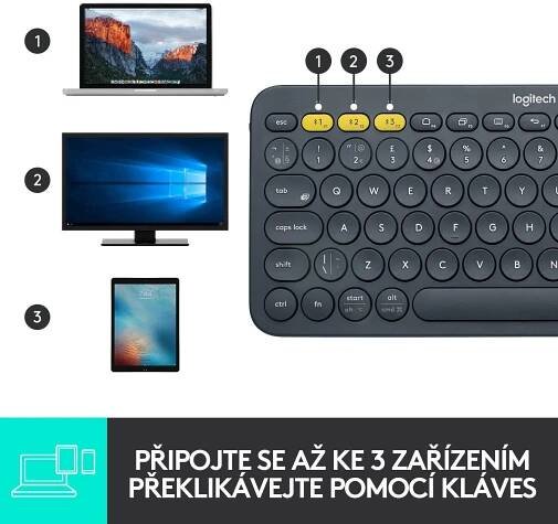 Logitech Bluetooth Multi-Device Keyboard K380, temně šedá - US INTL