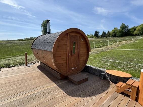 Sauna sudová 2,27x3,5m Skandinávská borovice s odpočívárnou - cedrovy-raj.cz