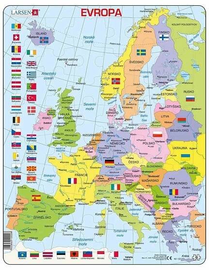 Evropa politická mapa - Vzdělávací puzzle (48 dílků)