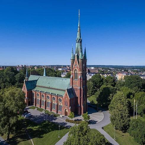 Norrkoping Oscar Fredriks Kyrka Aerial View Wallpaper