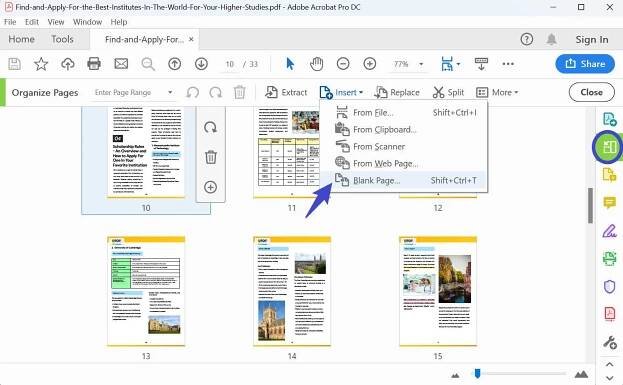 insert blank page in pdf adobe