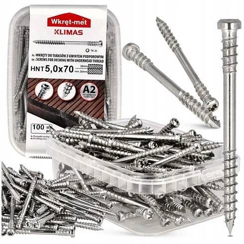 VRUTY DO DŘEVA PRO OSB TERASOVÉ DESKY TX20 5x70 mm TORX 100 ks