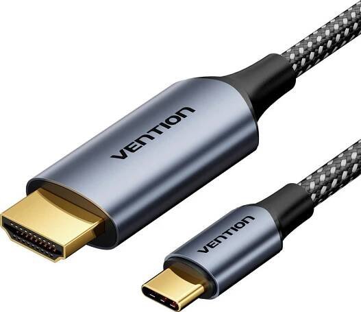 Vention Cotton Braided USB-C to HDMI-A 4K HD Cable 1M Gray Aluminum Alloy Type