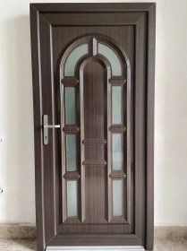 SOFT vchodové plastové jednokřídlé dveře Barbados tmavý dub/bílá98x200 cm