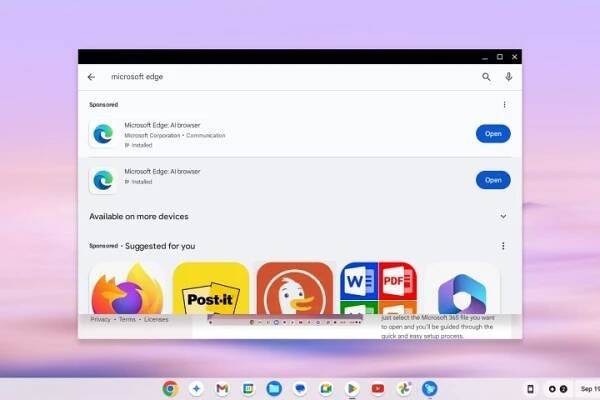 Instalace Microsoft Edge na Chromebook.