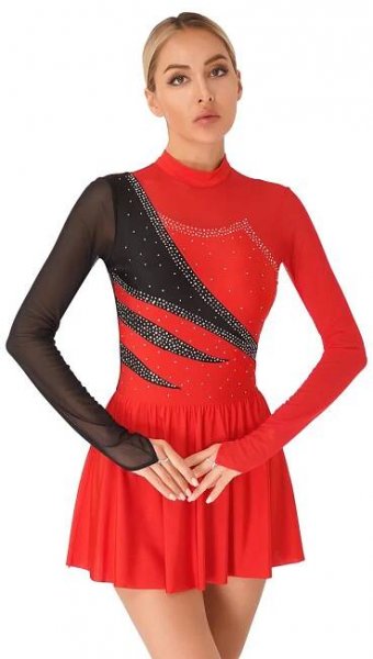 Dámské Dívčí Plesové Společenské šaty Lyrické Moderní Dance Šaty Krasobruslařský taneční kostým s dlouhým rukávem