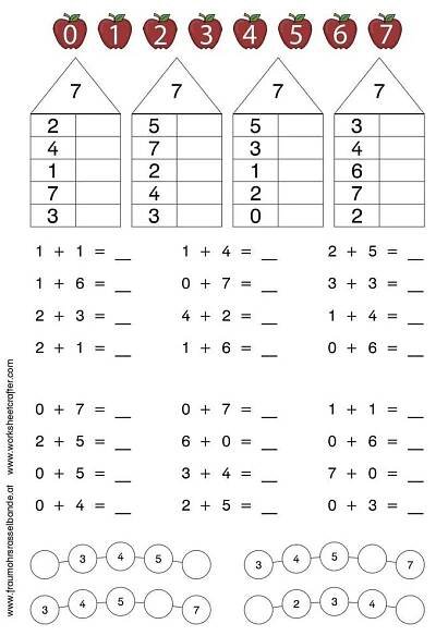 the worksheet for addition and subtractional practice with apples on them