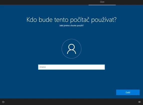V režimu offline lokální účet vytvoříte. Začnete jménem…