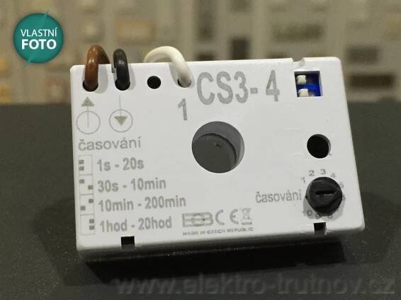 Elektrobock časový spínač CS3-4 pod vypínač pro ventilátory nebo jako schodišťový automat