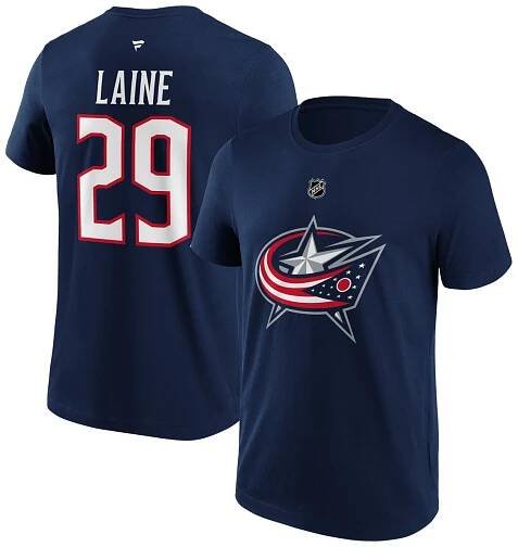 Pánské Tričko Patrick Laine #29 Columbus Blue Jackets Name & Number Graphic T-Shirt