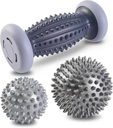 Masážní váleček na fascie, míč s ježkem, sada 3 kusů Boenfu Roller