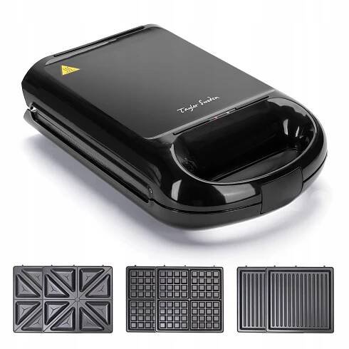 SENDVIČOVAČ TOUSTOVAČ VAFLOVAČ PANINI 3V1 1200W Taylor Swoden Černý Počet sendvičů 4