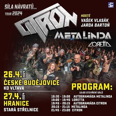 Úspěšné turné „Síla Návratů“ legendárních CITRON, METALINDA a LORETTA končí | PRAGOKONCERT BOHEMIA, a.s.