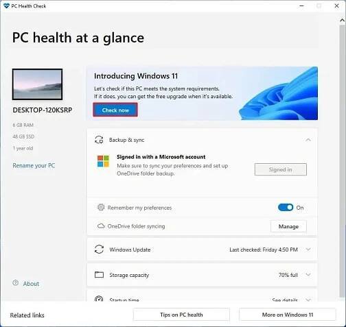 PC Health Check app
