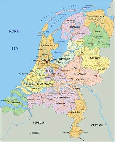 Netherlands - political map with separated layers. — Ilustrace