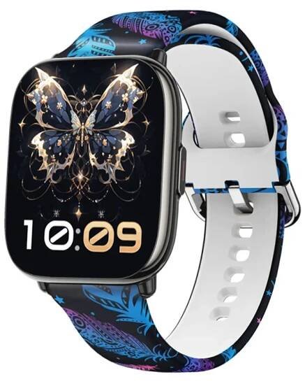 Chytré hodinky Madvell Nova s bluetooth voláním černá s silikonovým řemínkem peříčka