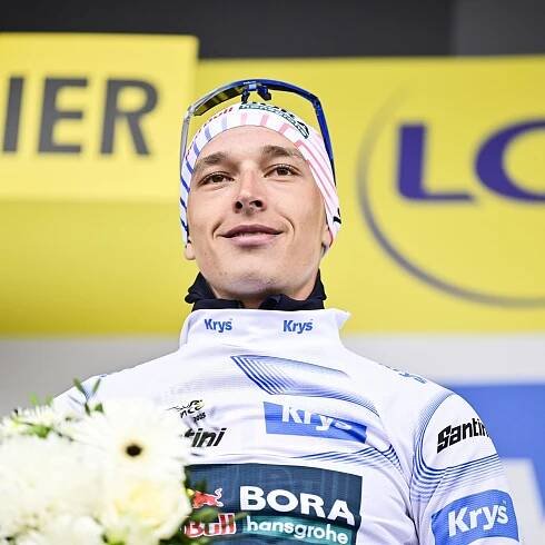 Deustchlands Florian Lipowitz freut sich auf dem Podium.