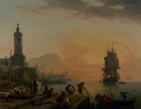 Středomořský přístav. Klidný vítr, večerní klid. od Claude Joseph Vernet
