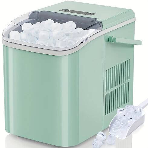 Countertop Ice Maker, * Portable Ice Machine, 9 Bullet Ice Cubes in 6 *, 24Lbs 26.6Lbs in 24Hrs Self-Cleaning with Handle, Basket, Scoop for H