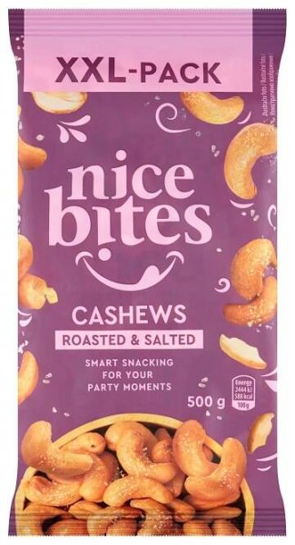 Nice Bites Kešu ořechy jádra pražená solená 500g