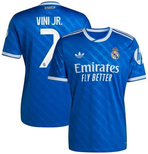 Real Madrid adidas Third Shirt 2025-26 with Vini Jr. 7 printing
