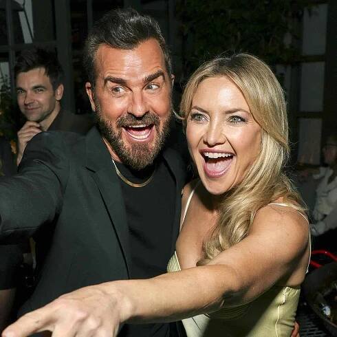 Justin Theroux and Kate Hudson attend the Warner Bros. Television Group's 77th Primetime Emmy Awards Nominees Celebration at Spago in Beverly Hills. 