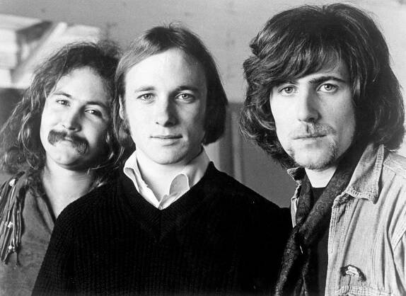 L-R David Crosby, Stephen stills and Graham Nash of the group Crosby Stills & Nash pose for an Atlantic Records publicity still circa 1970. 