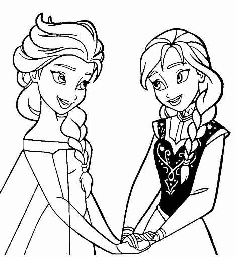 two princesses shaking hands with each other in black and white coloring pages for kids