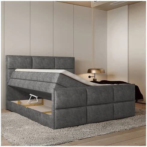 Postel boxspring MELVA grafitová, 140x200 cm | Sconto
