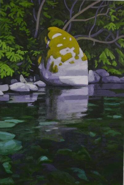  The Mossy Rock 12 x 18 Acrylic on Board SOLD 
