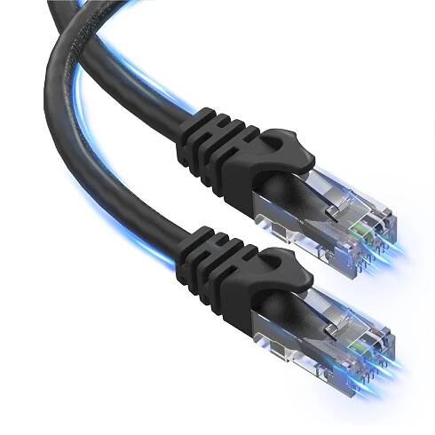 Internetový síťový kabel LAN Ethernet RJ45 Cat 6 černý 500 MHz 15 metrů