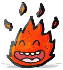 Kreslený hořící oheň — Ilustrace