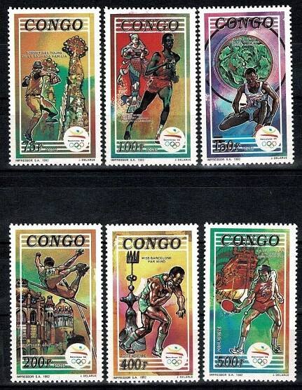 Kongo Brazzaville 1992 Známky 1342-7 ** sport Olympiáda olympijské hry - Filatelie