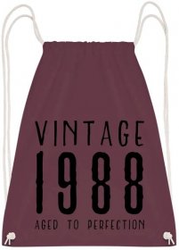 Vintage 1988 Aged To Perfection - Drawstring batoh se šňůrkami - Bordeaux - Napřed