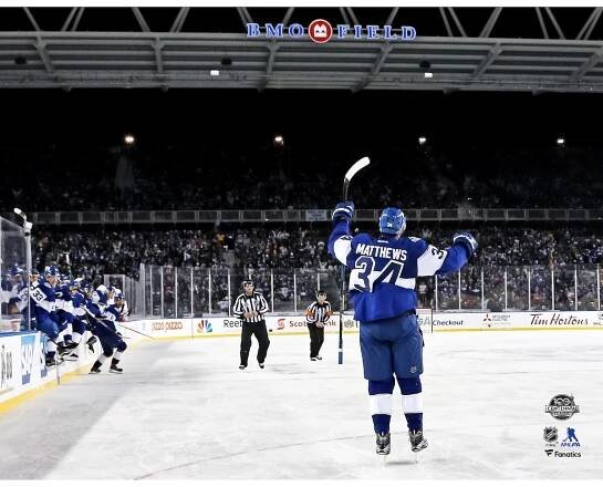 Auston Matthews Toronto Maple Leafs Fanatics Authentic Unsigned 2017 NHL Centennial Classic Game-Winning Goal Celebration Photograph