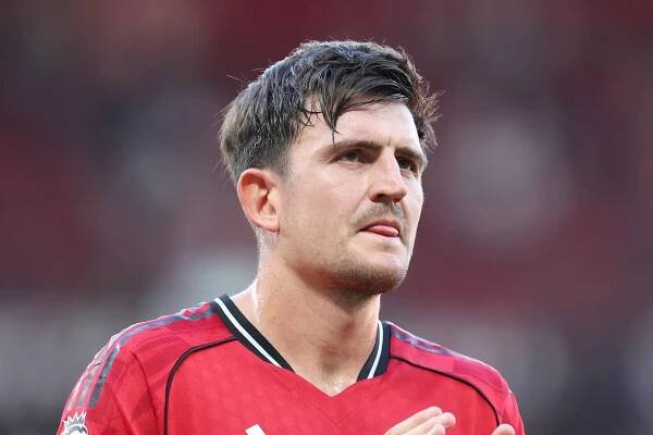 Harry Maguire of Manchester United during a Premier League match.