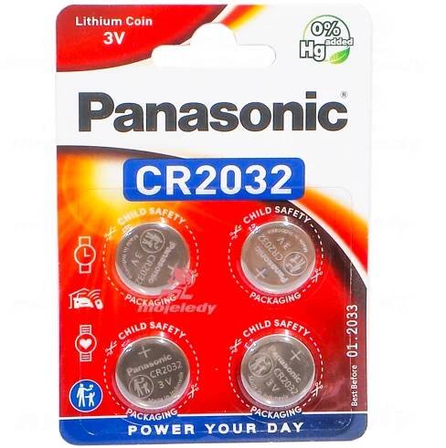 4x LITHIOVÁ baterie Panasonic CR2032 3V 2032 expirace do roku 2034
