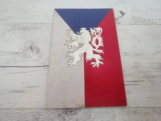 Stará vlajka ČSR Znak Erb Státní symbol Československá vlajka Stát Lev - Starožitnosti