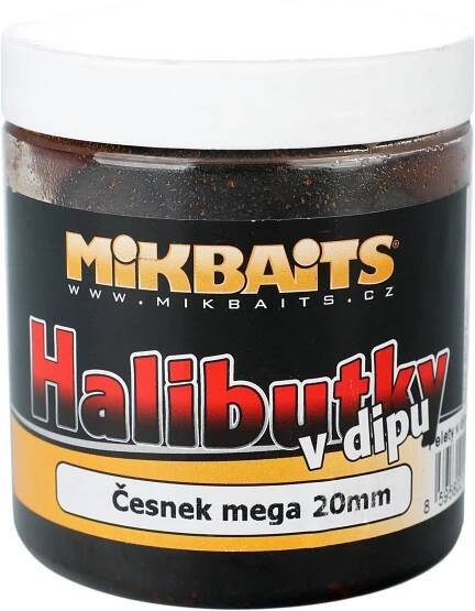 Mikbaits Halibutky v dipu Česnek 20mm 250ml