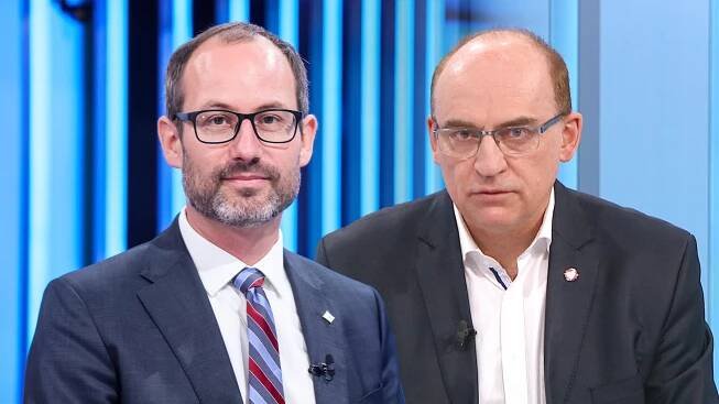 Kandidáti do Evropského parlamentu Jan Farský (STAN) a Pavel Šrámek (za Svobodné)