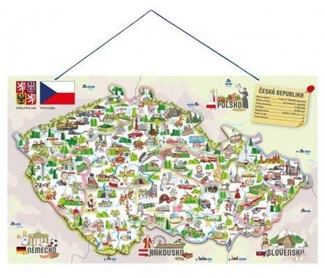 Magnetická mapa ČR s obrázky a společenská hra, 3 v 1
