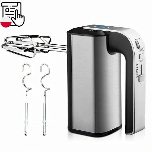 RUČNÍ MIXÉR KUCHYŇSKÝ ROBOT 300 W TURBO ŠLEHACÍ METLY, HÁKY 5 RYCHLOSTÍ, STŘÍBRNÝ za 326.00CZK - Allegro