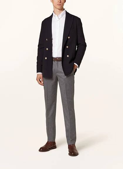 BRUNELLO CUCINELLI Flanelové kalhoty Extra Slim Fit ŠEDÁ
