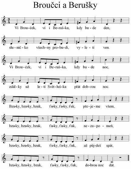 Dětské Písničky Noty - Sheet Music with 'Boucet a Berušky'