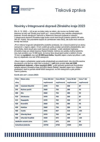 Novinky v Integrované dopravě Zlínského kraje 2023