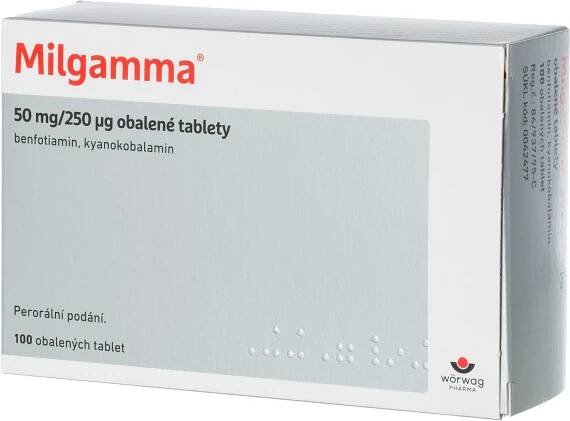 Milgamma 50 mg/250 μg 100 obalených tablet