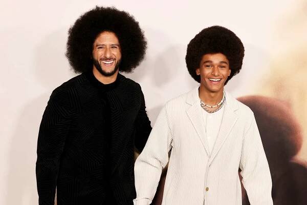 Colin Kaepernick (L) and Jaden Michael arrive at the Los Angeles premiere of Netflix's 