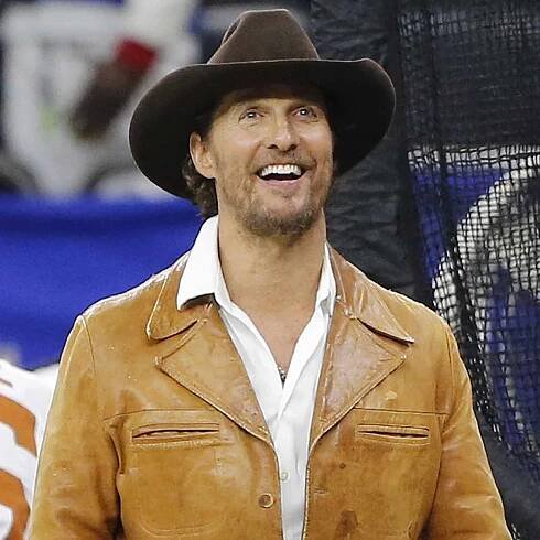 Matthew McConaughey walks on the sidelines of the Allstate Sugar Bowl between the Texas Longhorns and Washington Huskie