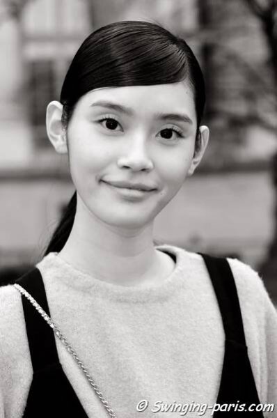 Mengyao “Ming” Xi leaving Chanel show, Paris F/W 2015 RtW Fashion Week, March 2015